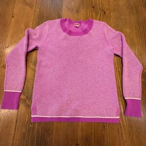 J.Crew 100% Cashmere Birds‎ Eye Stitch Sweater Hot Pink Size XS Cozy Soft